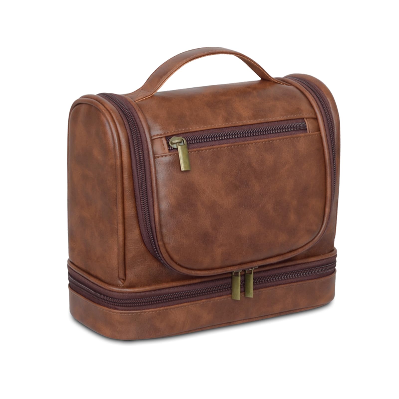 AGDHERSNVX Personalized Toiletry Bag Leather Shaving Dopp Kit Bag for Men Hanging Makeup Bag Hanging Cosmetic Organizer Kit