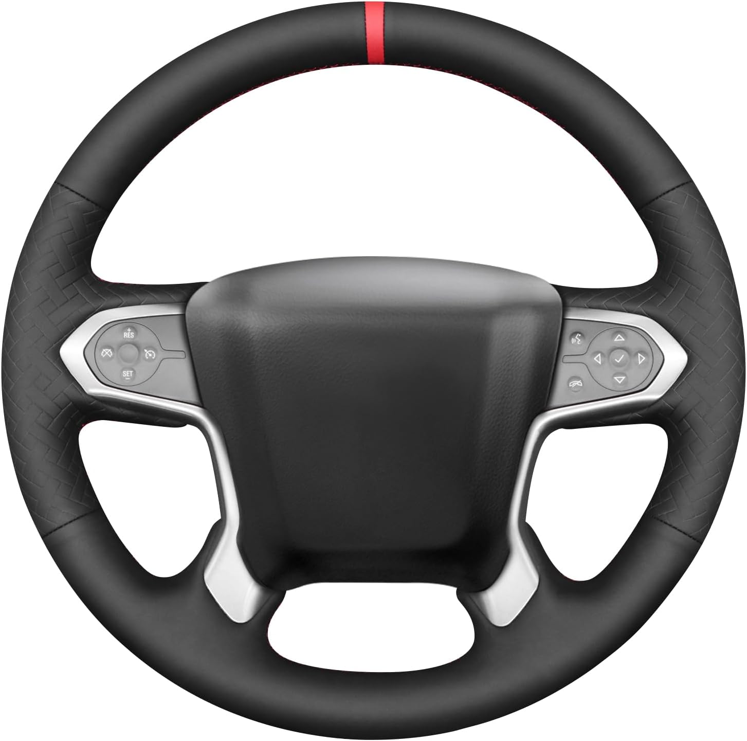 MEWANT DIY Stitching Steering Wheel Wrap Cover for Chevrolet Silverado 1500 2014-2018/Suburban 2015-2020/Tahoe 2015-2020/Silverado (2500/3500)/Silverado (4500HD/5500HD/6500HD) 2019-2022