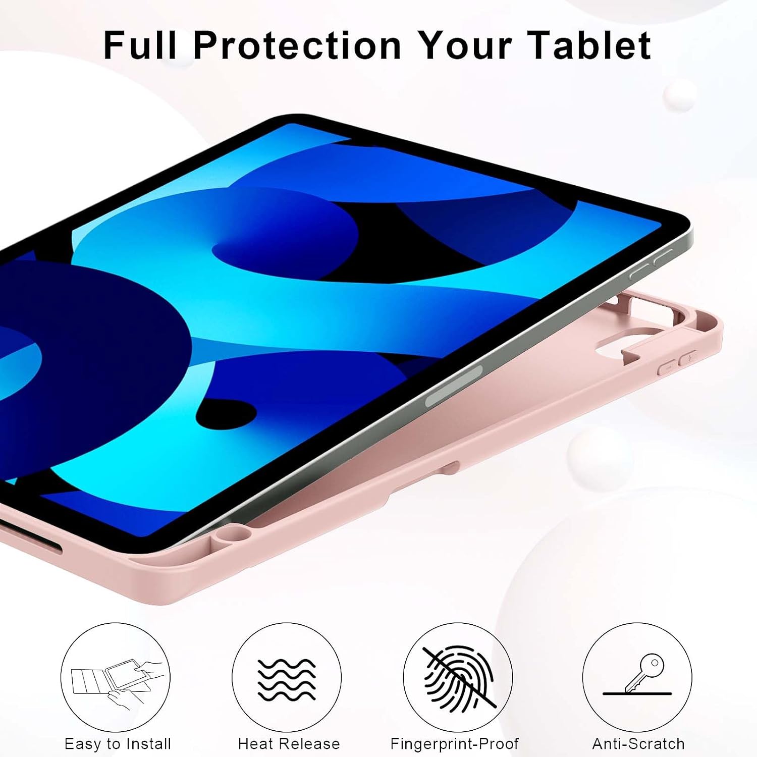 Case for iPad Air 11-Inch M4/M3/M2 2026/2025/2024, iPad Air 5/4 (2022/2020 5th/4th Generation 10.9-Inch) with Pencil Holder, Slim Stand Soft Back Support Touch ID, Auto Wake/Sleep, Light Pink