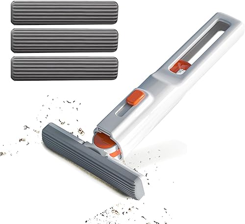 Mini trapeador automático y portátil, mini mopa de esponja, sin lavado a mano, fuerte absorbente, giratoria, sistema de limpieza de piso para baño,