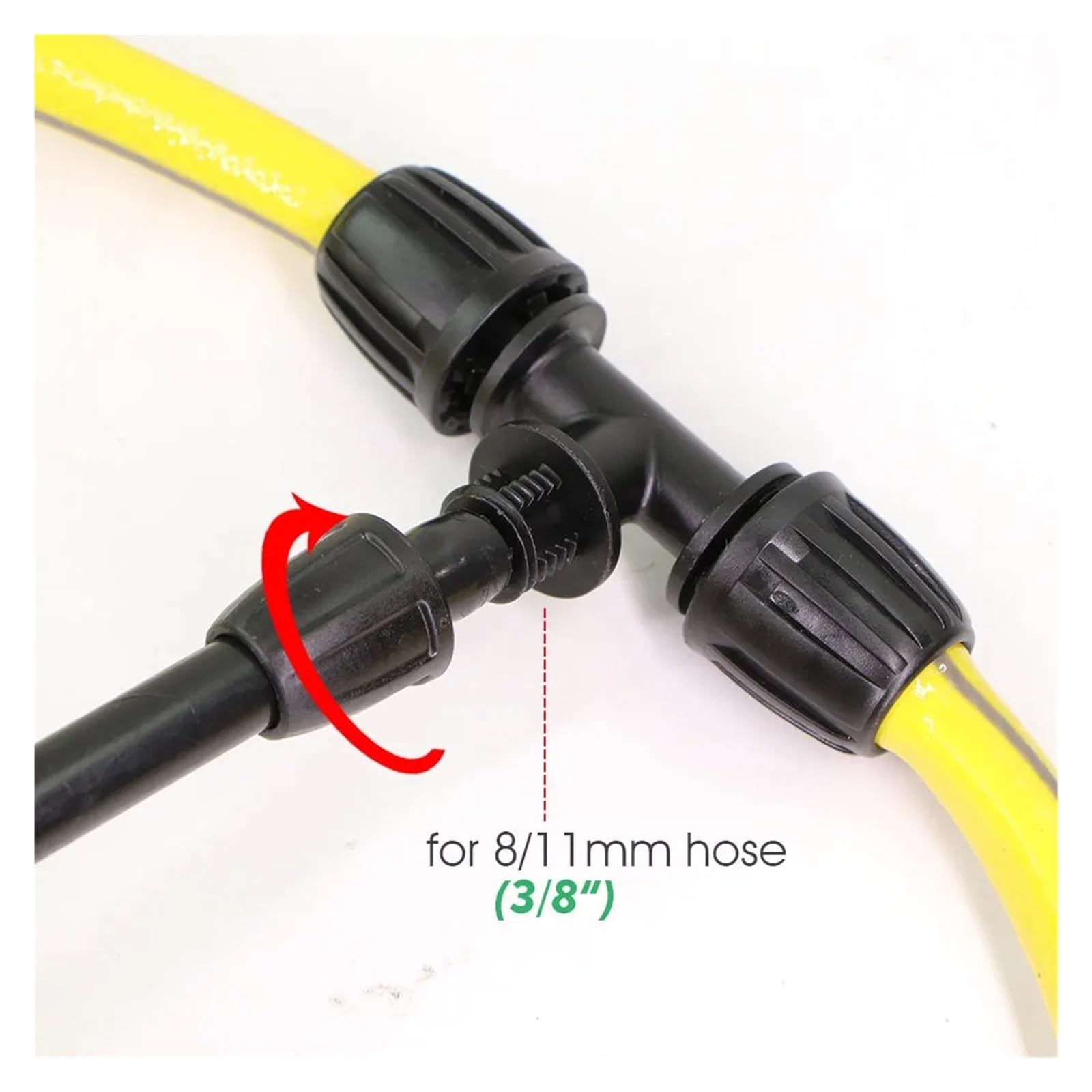 Junta en T de manguera 16mm a 4/7mm con cerradura for accesorios tubo riego por goteo jardín, conector 4 vías y 6, adaptador tubería 1/2"(A-30PCS)