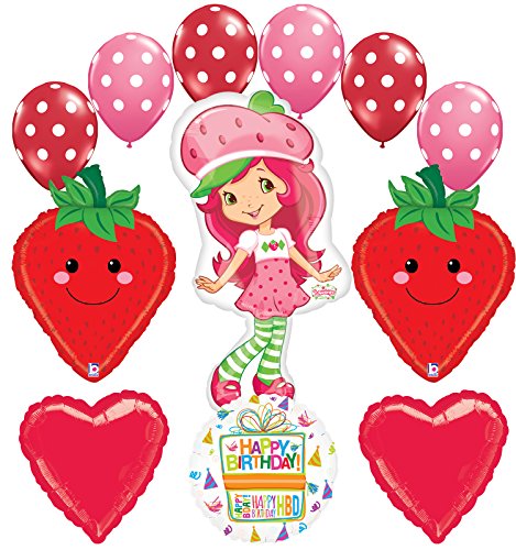 Mayflower Strawberry Shortcake Birthday Party Supplies and 12 pc Balloon Bouquet Decorations