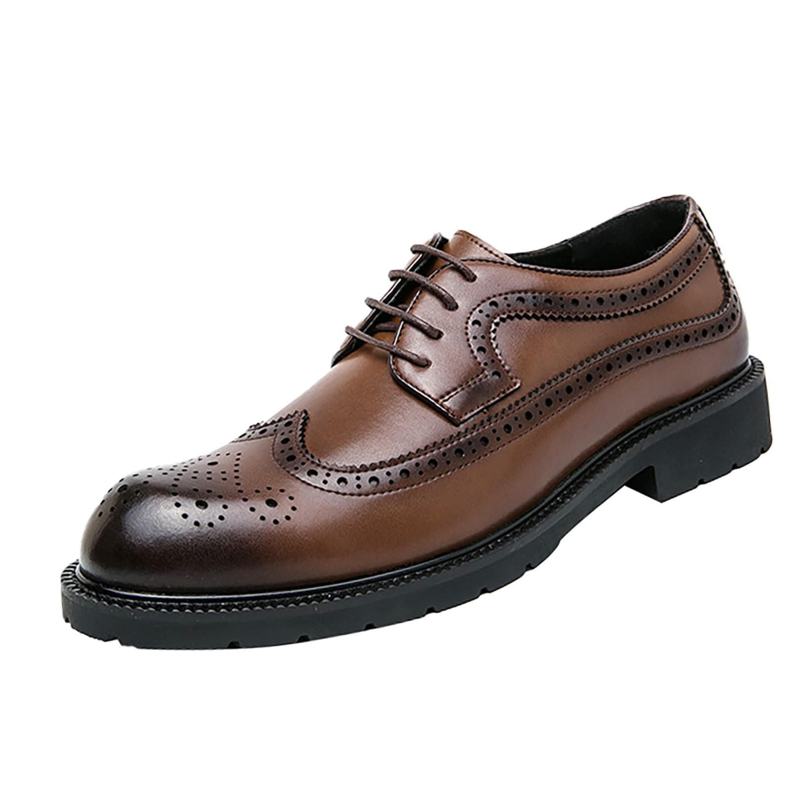 Scarpe da lavoro da uomo classiche stringate brogue formali Oxfords punta rotonda in pelle tacco a blocco antiscivolo scarpe alla moda per matrimoni e smoking ballo