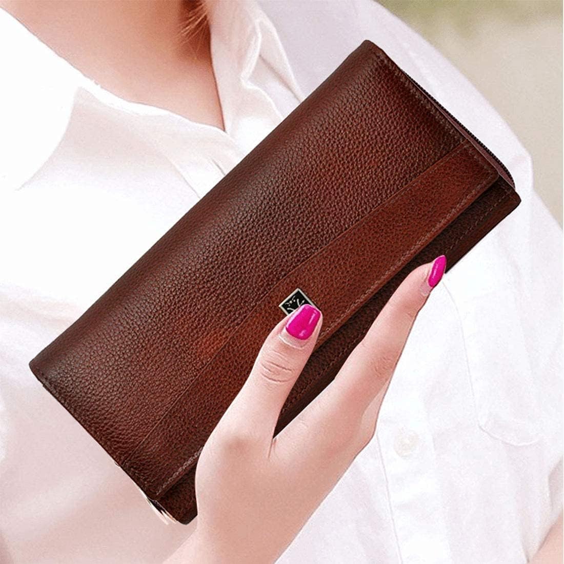 Hawai Women's Simple Leather Wallet Medium Brown