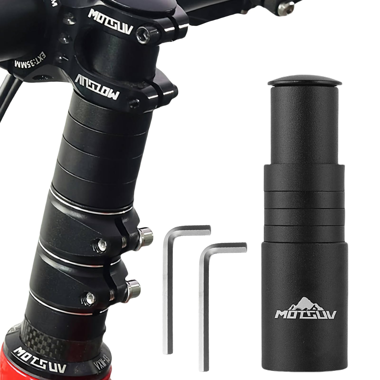 Przedłużka kierownicy do roweru, Przedłużka kierownicy rowerowej, Przedłużka kierownicy z stopu aluminium do roweru Mountain Bike MTB 28,6 mm, czarna