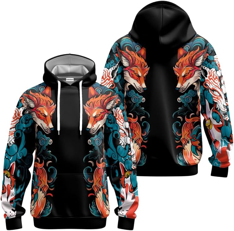Samurai Mens Hooded Sweatshirt 3D Printed Graphic Pullover Streetwear Hoodies for Men and Women