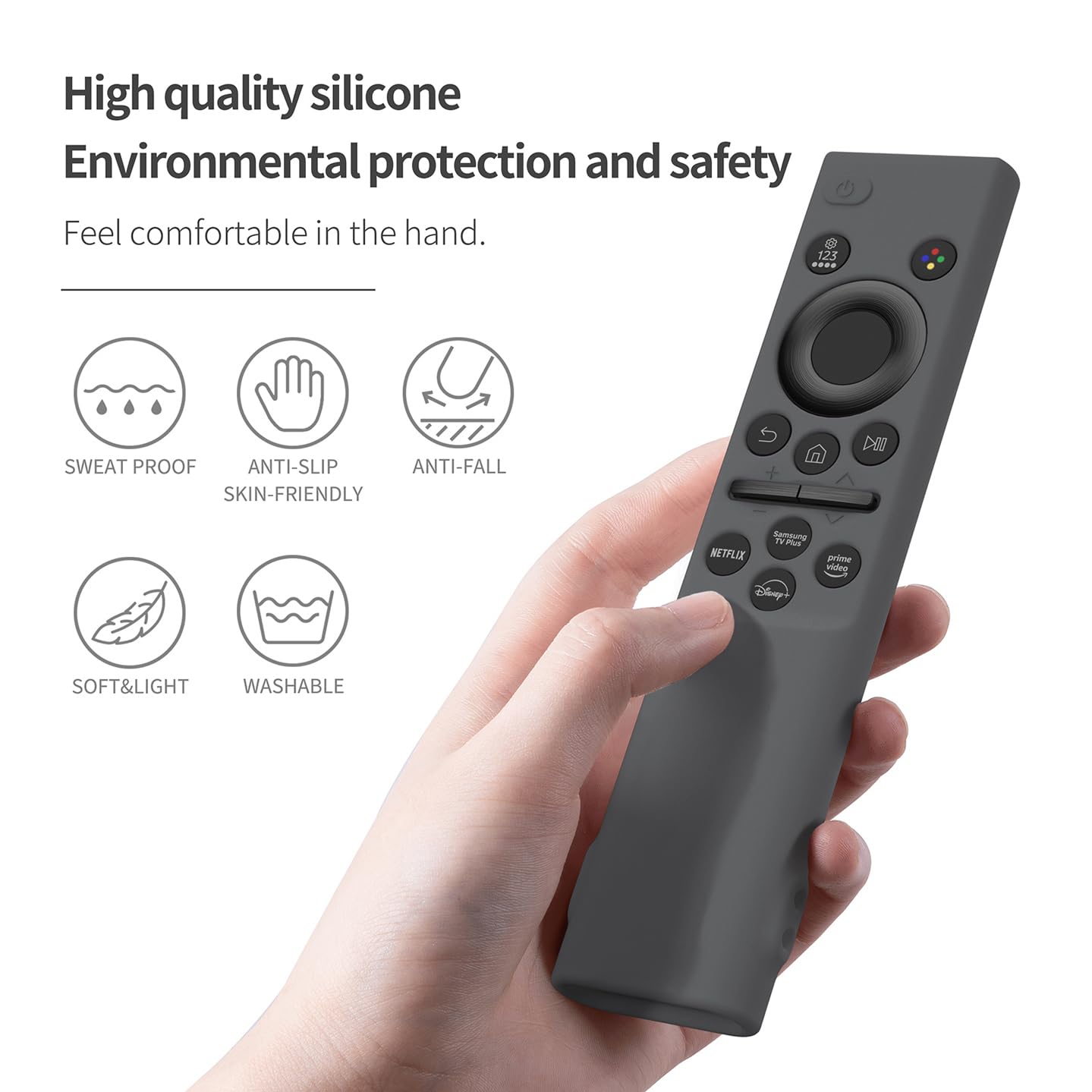 Funda de silicona compatible con Samsung Remote bn59-01393/bn59-01388 con cordón (gris oscuro)