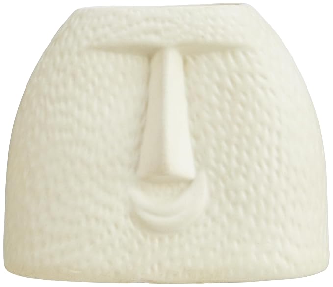 Amazon Basics Handcrafted Ceramic Face-Shaped Vase for Quirky Home D cor Statement - Pack of 1, White