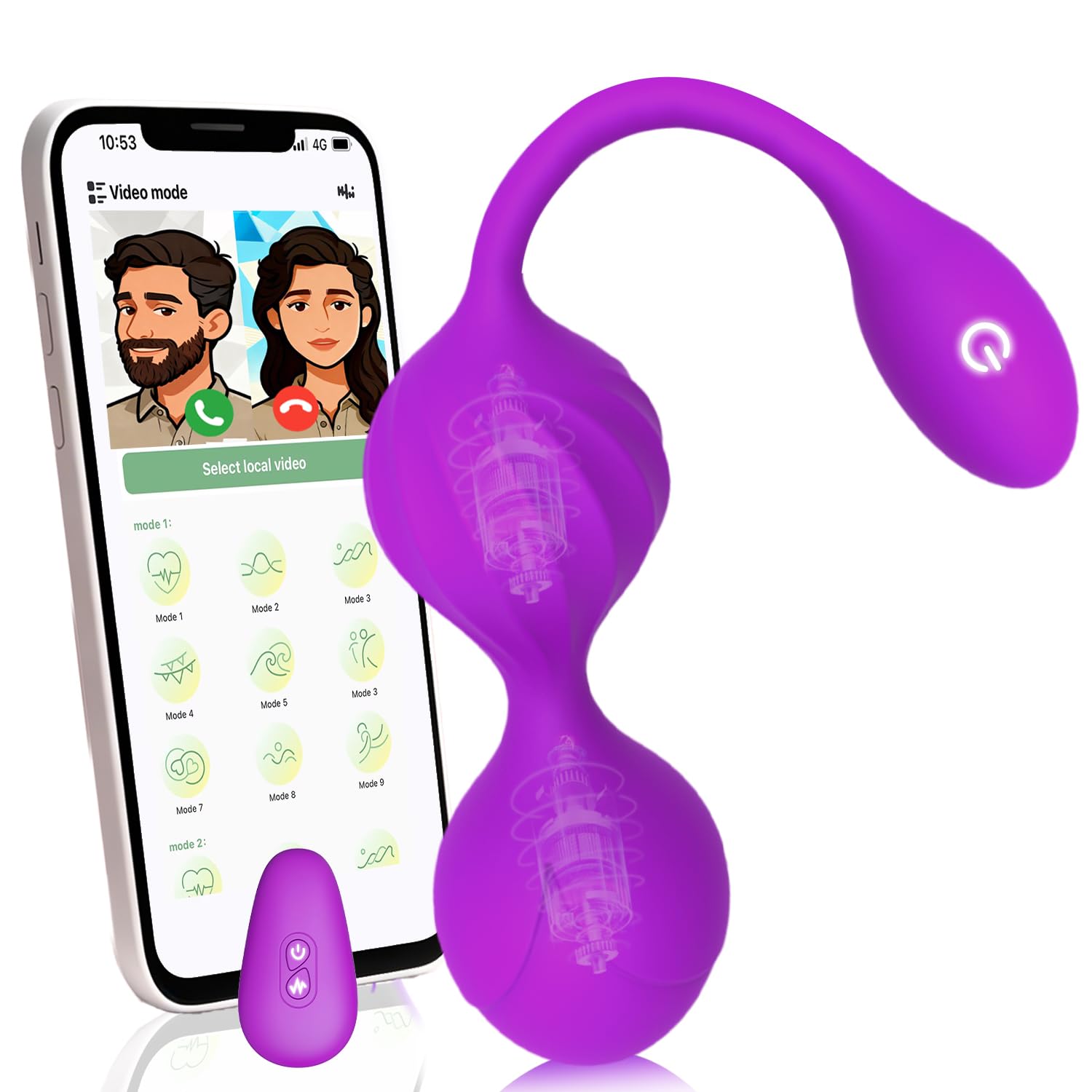 Vibradorador Mujer Juguetes Eróticos para Pareja Sexuales Vibrador Mando Distancia 9 Modos Vibradores Consoladores.. para Mujer con Vibración Vibradorador Clítoris Control Remoto APP Bolas Chinas(Uva)