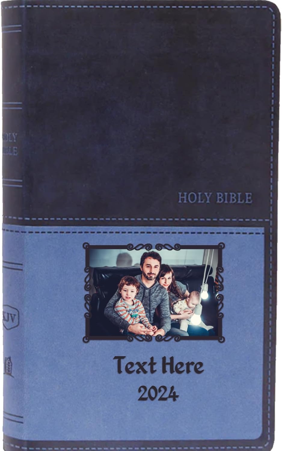 Printualist Personalized Gift Bible Custom Photo & Text, KJV, Navy, Value Thinline, King James Version, Red Letter Edition, Comfort Print, Faux Leather