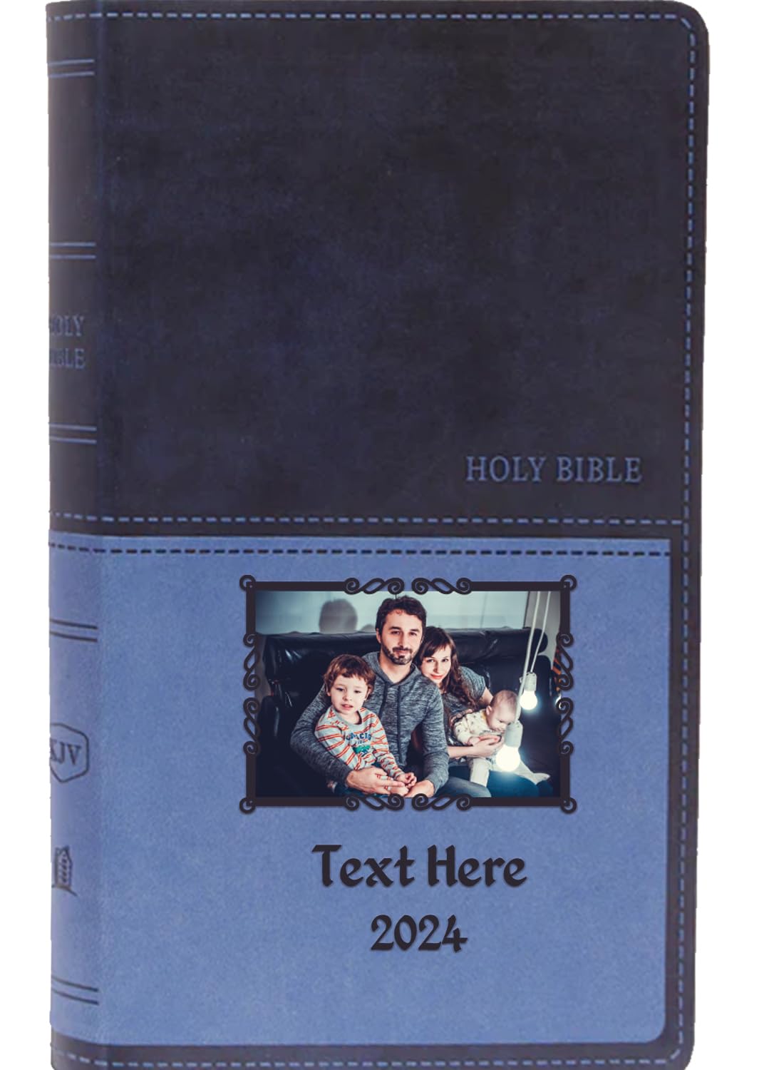 Printualist Personalized Gift Bible Custom Photo & Text, KJV, Navy, Value Thinline, King James Version, Red Letter Edition, Comfort Print, Faux Leather