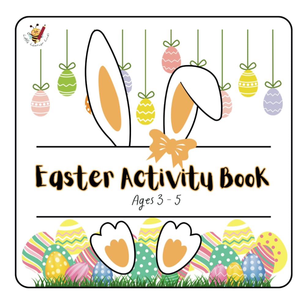 Easter Activity Book for ages 3 to 5 years - simple designs for colouring, spot the difference, cut and stick, egg hunt and more