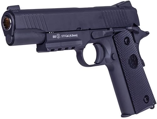Pistola de aire Barra Airguns 1911 Blowback BB, Pistolas de gas Blowback BB para adultos, Pistolas de CO2, calibre.177, 340 FPS, toda metálica