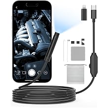 Endoscope Camera with Light 1920P HD Endoscope Camera 5 m Inspection Camera with 8 LED Lights No WiFi Required IP67 Waterproof Type C Endoscope for Android and iOS Smartphone iPhone iPad Samsung
