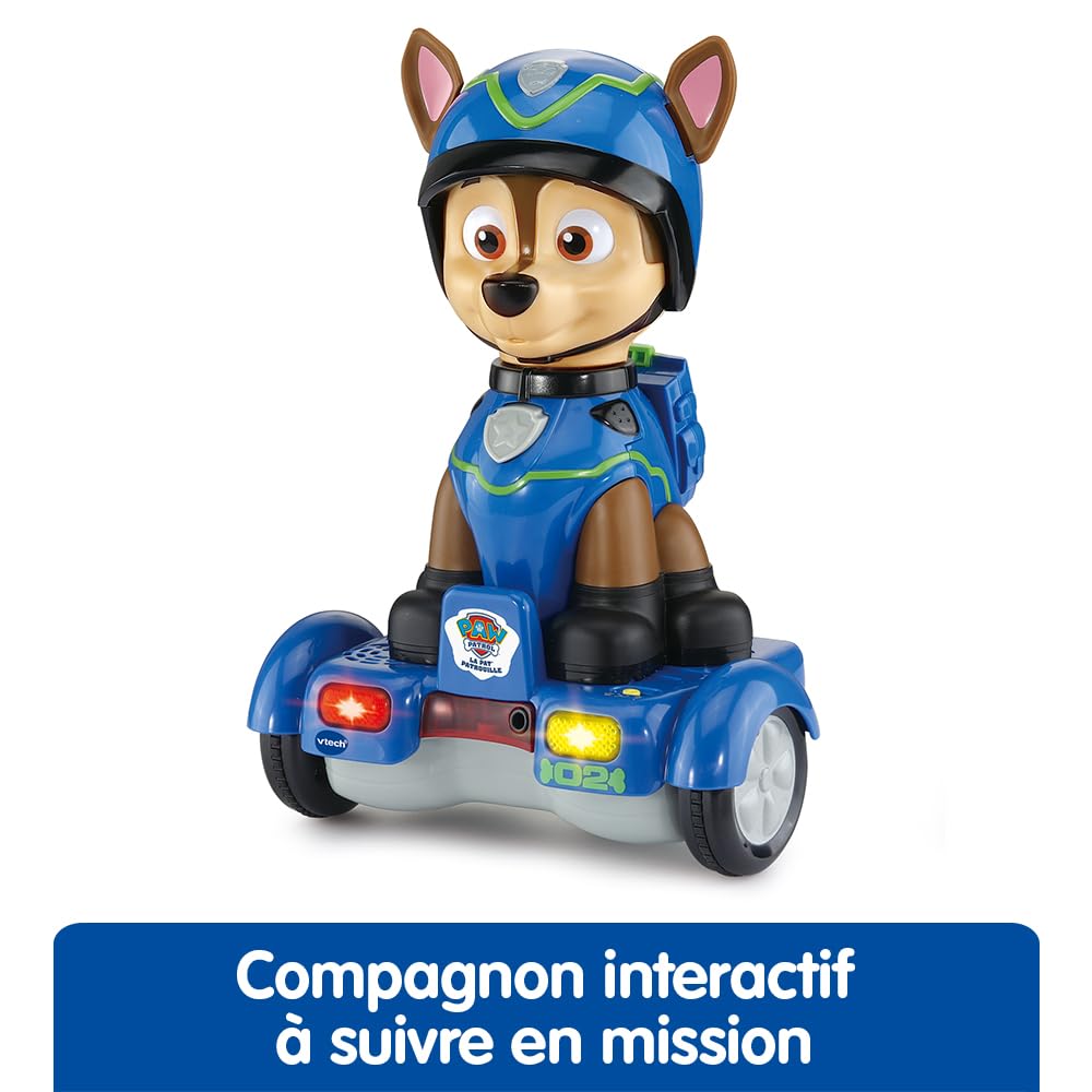 VTech - Pat' Patrouille, Chase Mission Hoverboard, Chien Interactif Paw Patrol, Figurine Animée 26 cm, Jouet Électronique Sons et Lumières, Cadeau Enfant de 2 Ans à 6 Ans - Contenu en Français