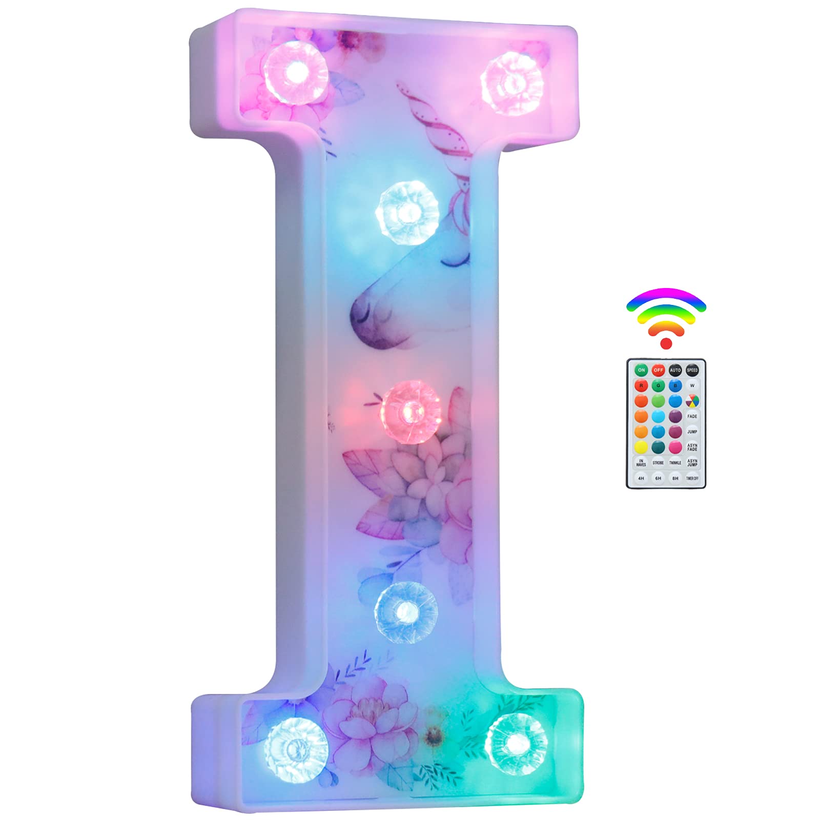 Unicorn LED Light Up Letters, 18 Color Changing Diamond Alphabet Sign Unicorn Gifts for Girls Women Party Birthday Decorations Remote Night Light Christmas Valentine Wall Table Decor - A — view 32