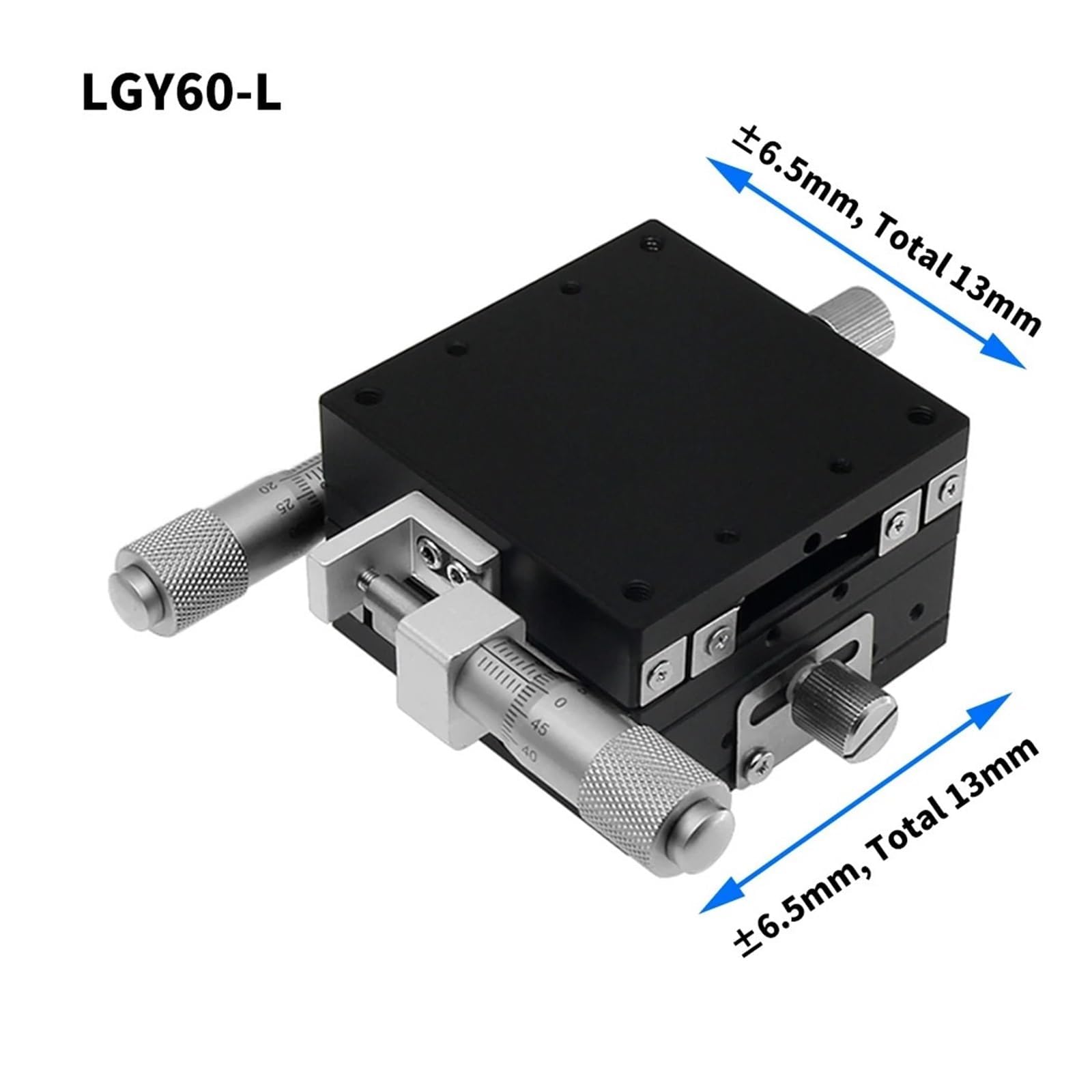 Guida di rifilatura Micrometro Tavolo Ottico Piattaforma di Spostamento Assi X/XY/XYZ Tavolo Scorrevole Manuale Manopola di precisione Tavolo (ASSE XYZ a Sinistra, Tavolo 60x60mm)