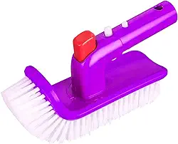 Escova de canto e degraus de piscina de luxo profissional, escova de limpeza com alça de rotação de 180 graus, para piscinas acima do solo e no solo, spas e banheiras de hidromassagem, cerdas finas (haste não incluída)