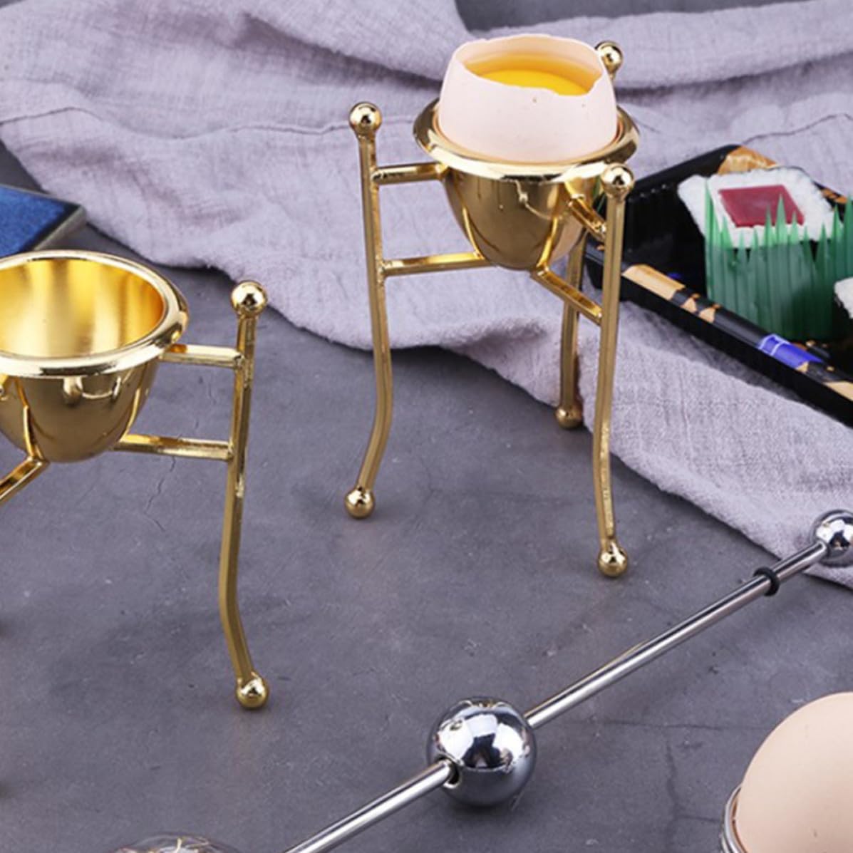 Golden Copper Egg Cup Rack for Boiled Eggs and Duck Eggs