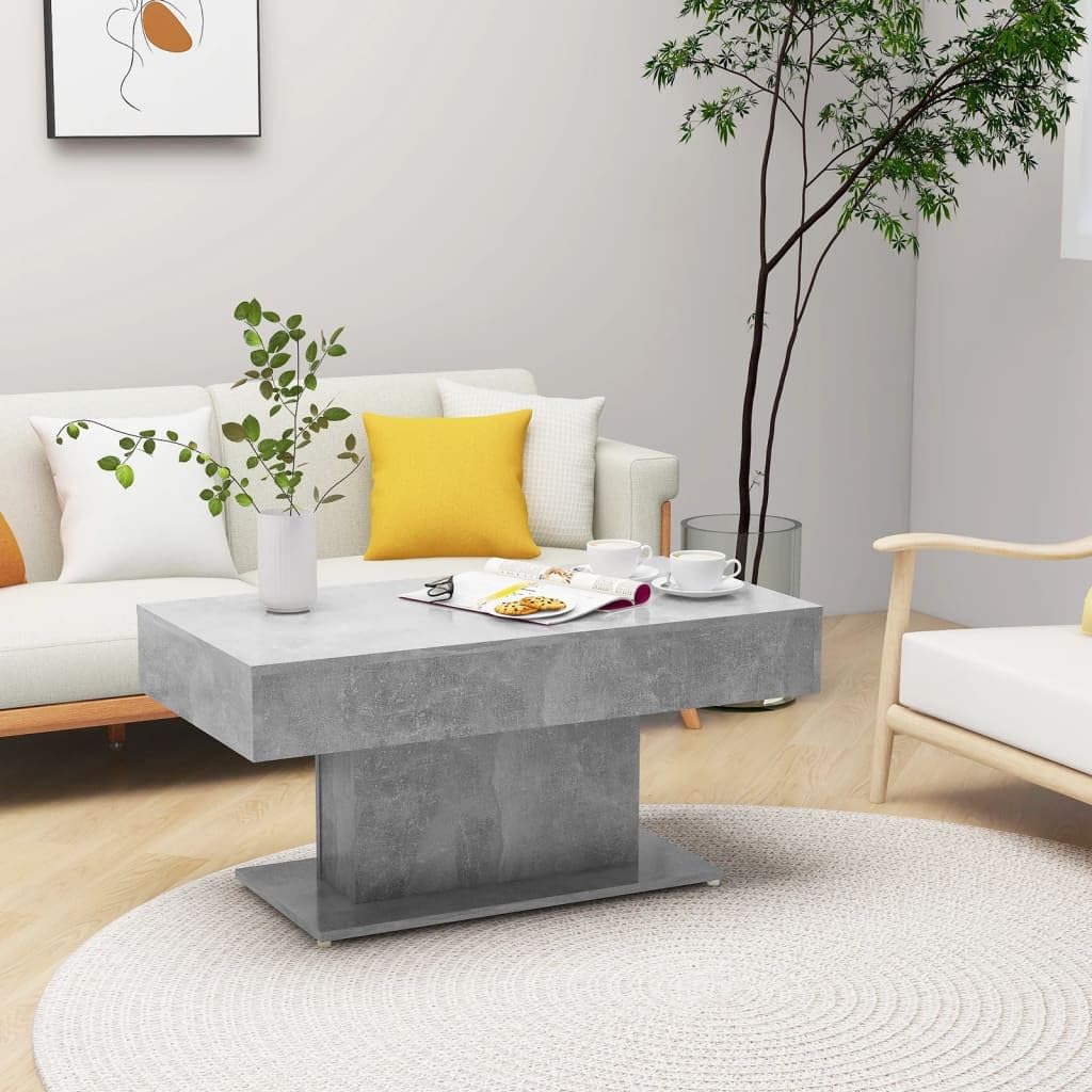 Stolik kawowy betonowy szary 96 x 50 x 45 cm, materiał drewnopochodny, wytrzymały stolik kawowy do salonu, nowoczesne stoliki pomocnicze, trwałe stoły do salonu