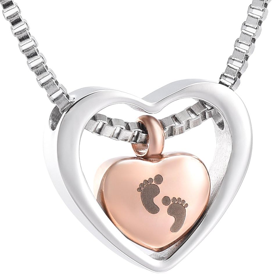 Double Heart Cremation Jewelry for Ashes Pendant Locket for Human Ashes Keepsake Memorial Urns Necklace for Women