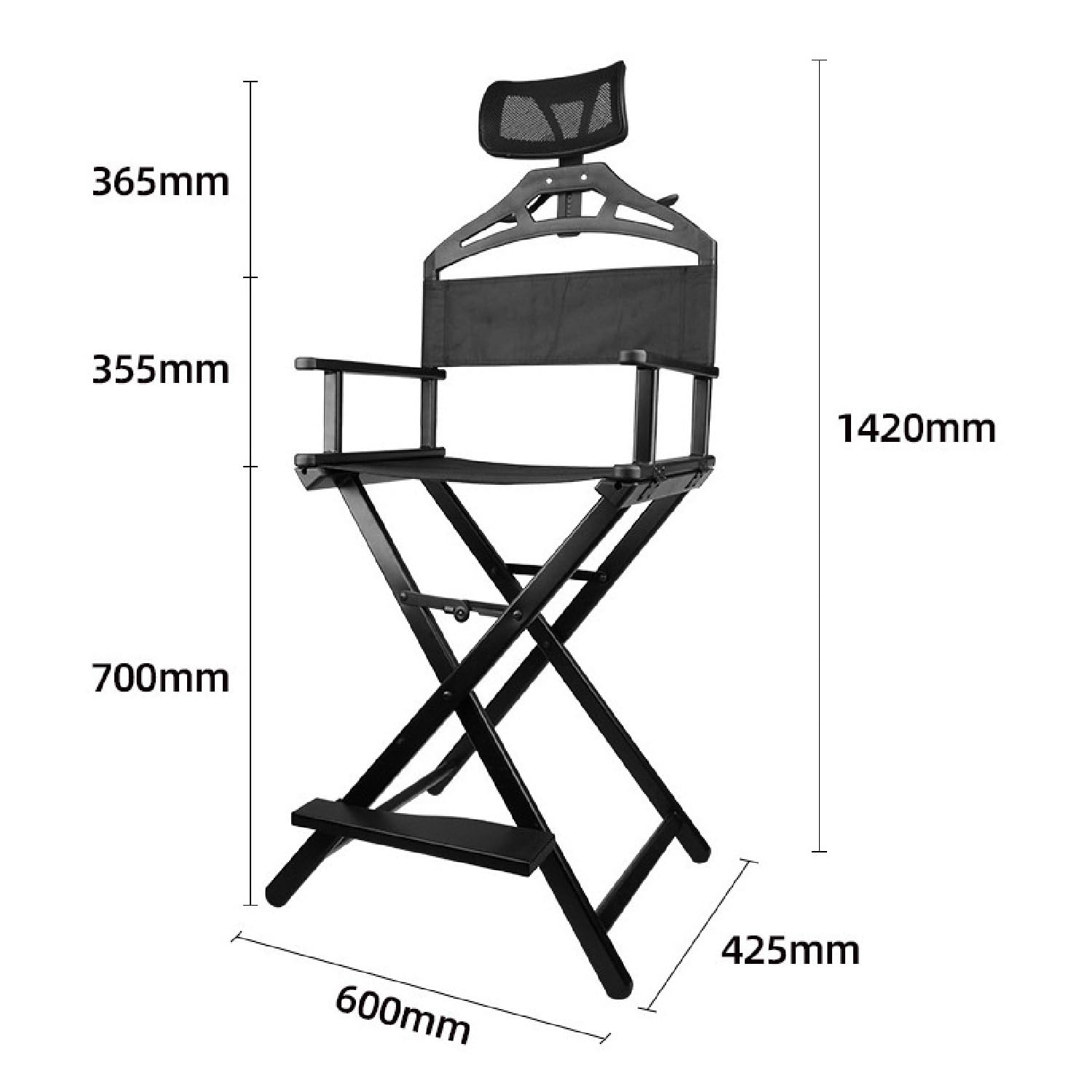SiHmai Chaise De Tabouret De Maquilleur Pliable Extra Haute, Chaise De Réalisateur Haute Portable avec Appui-Tête, pour Camping, Vanité De Salon De Studio,d'or