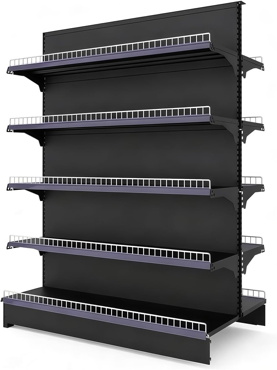 Double-Sided Gondola Shelving Unit,Heavy-Duty Retail Store Display Rack with 5 Adjustable Layers, for Grocery, Liquor, & Convenience Stores