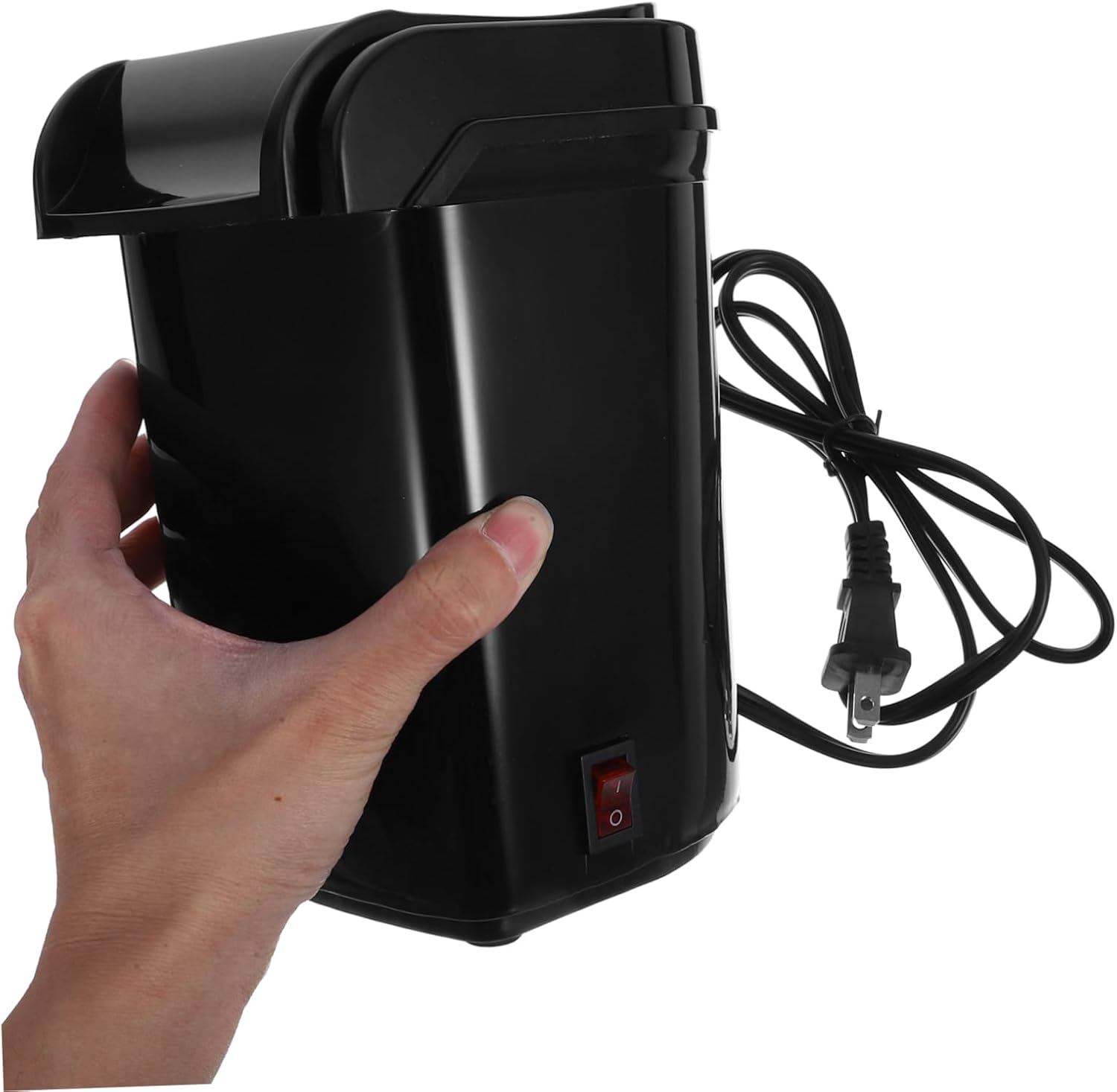 Mini Electric Hot Air Popcorn Popper Automatic Healthy Snack Maker with Scoop Portable Black Air Popcorn Machine for Home Movies and Parties