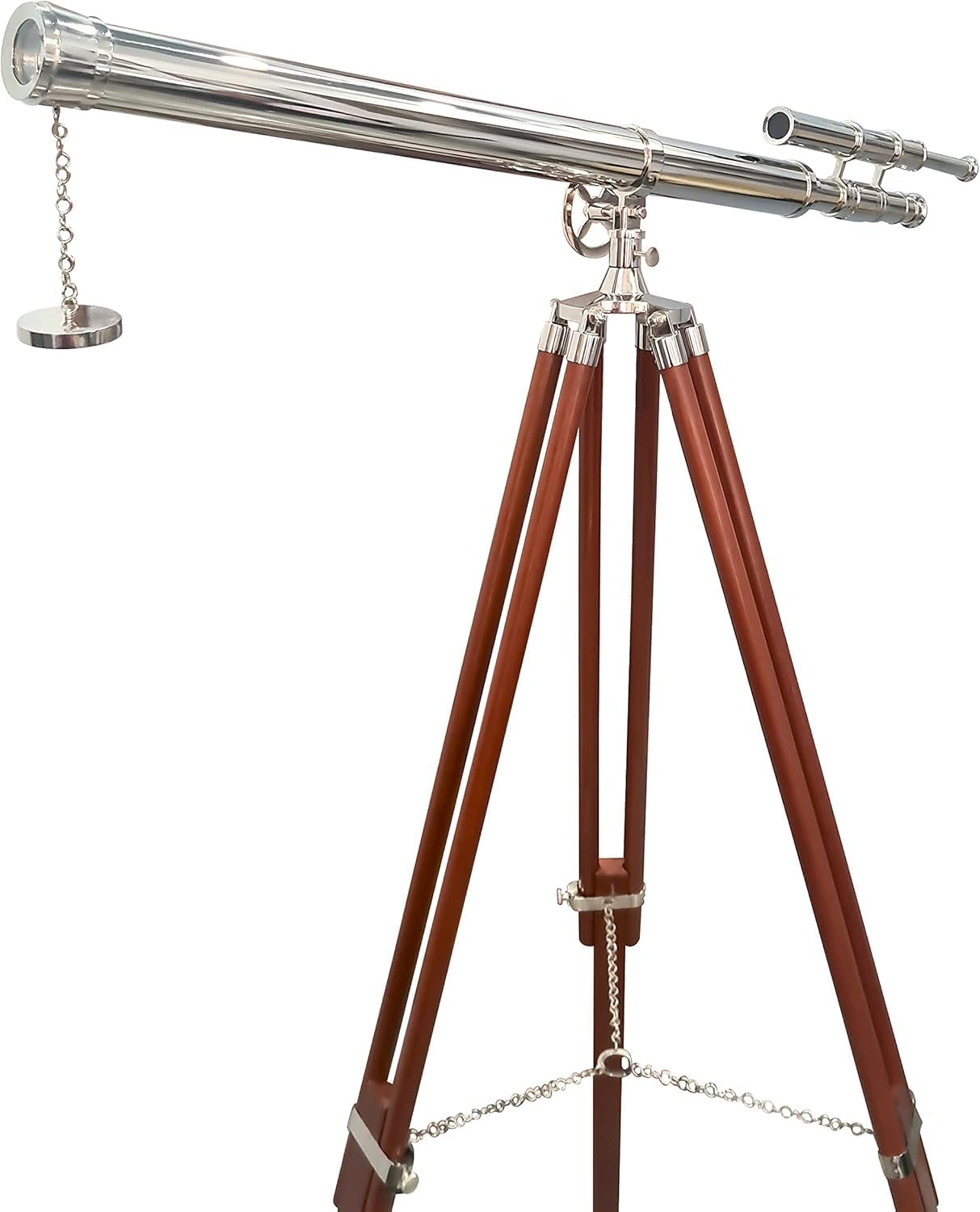 Vintage Marine Telescope, Brass Telescope, Nautical Telescope, Single-Barrel Telescope,Chrome Silver Accents, Marine with Foldable Wooden Tripod