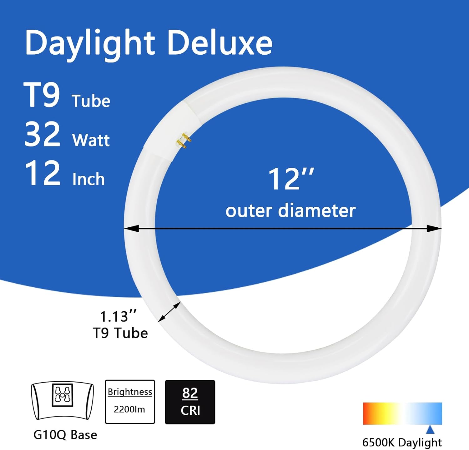 Valoisa FC8T9 22W and FC12T9 32W Daylight Set,8 inch T9 22 Watts Circular Light Bulbs,12 inch 32 Watts Circline Fluorescent Bulb,Circline Kitchen and Bath Fluorescent Lamp Kit,6500K,G10Q Base
