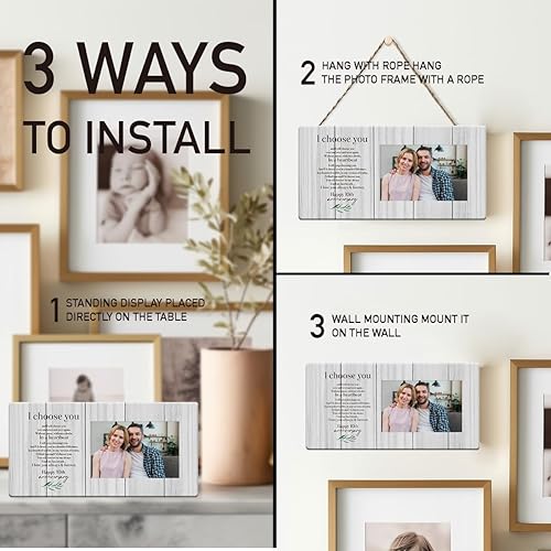 Miniatura 10 de Marco de fotos de 25 aniversario, aniversario de boda 25 para ella, él, pareja, marido, esposa, feliz 25 aniversario, decoraciones para pared,