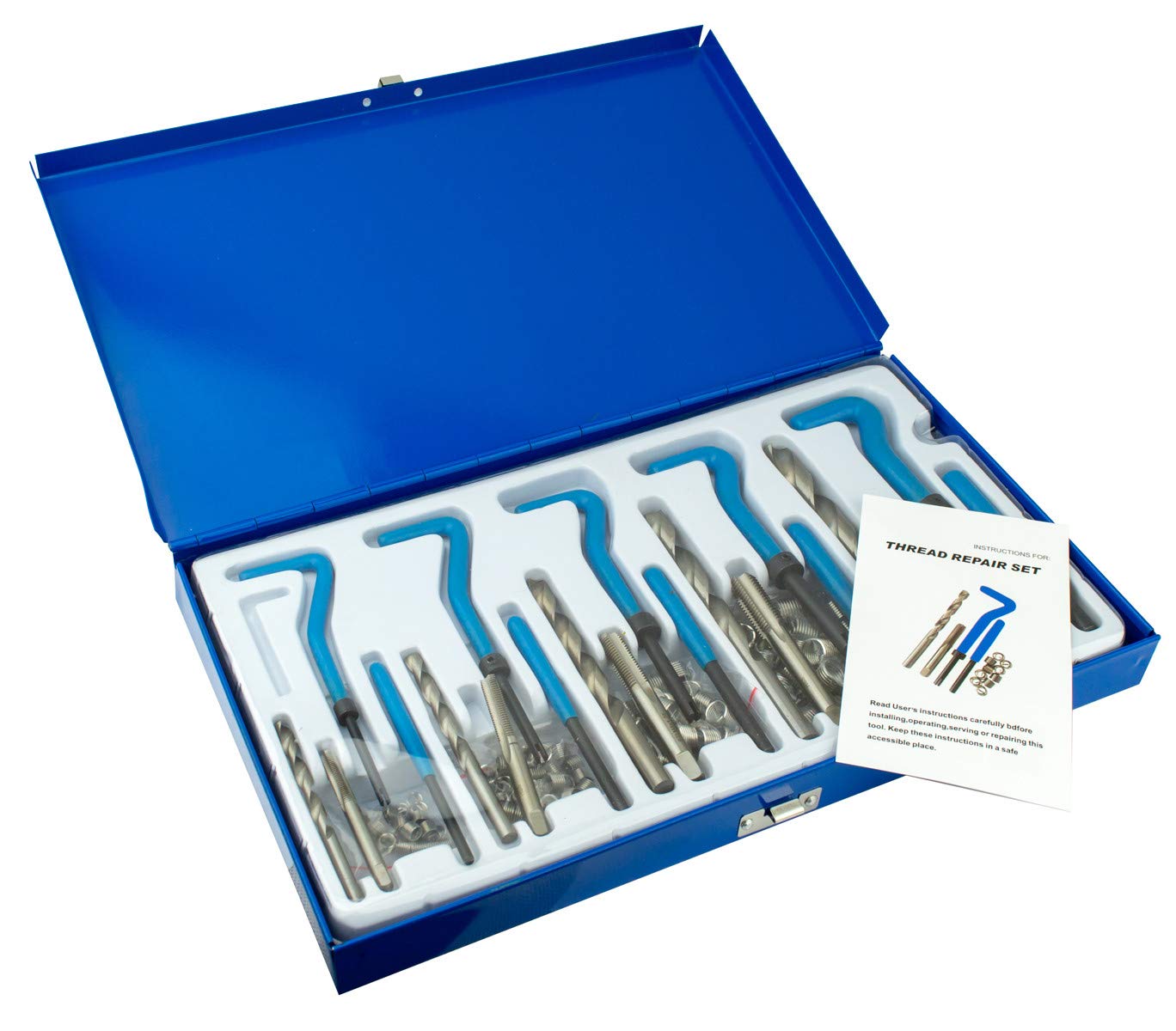 Kit riparazione filetti 131 pz elicoidi maschi ripristina filettature in valigetta MWS