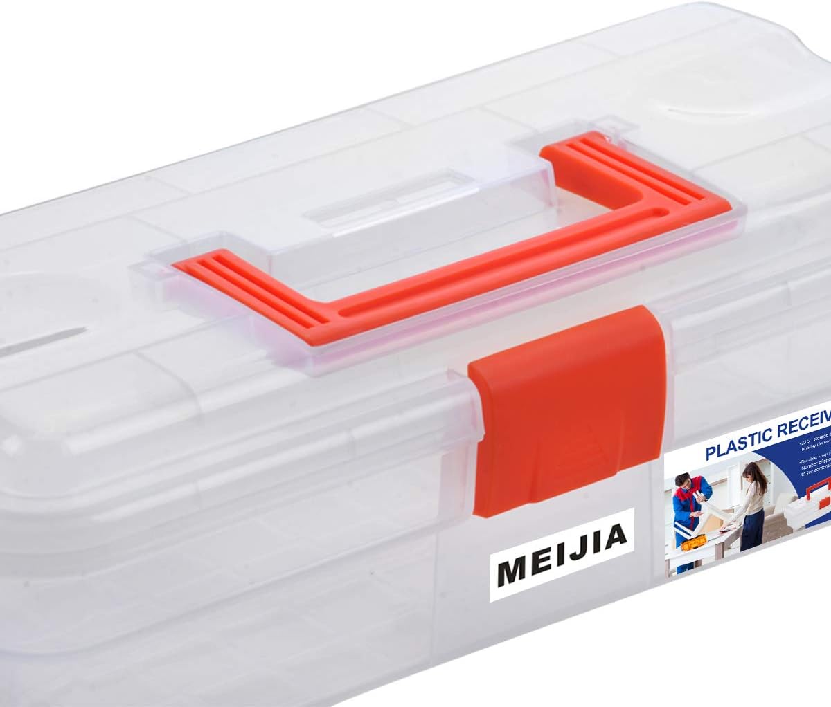 MEIJIA Portable Tool Storage Box, Organizers With Foldable Latches (Black And Orange) (12"x5.9"x3.94")
