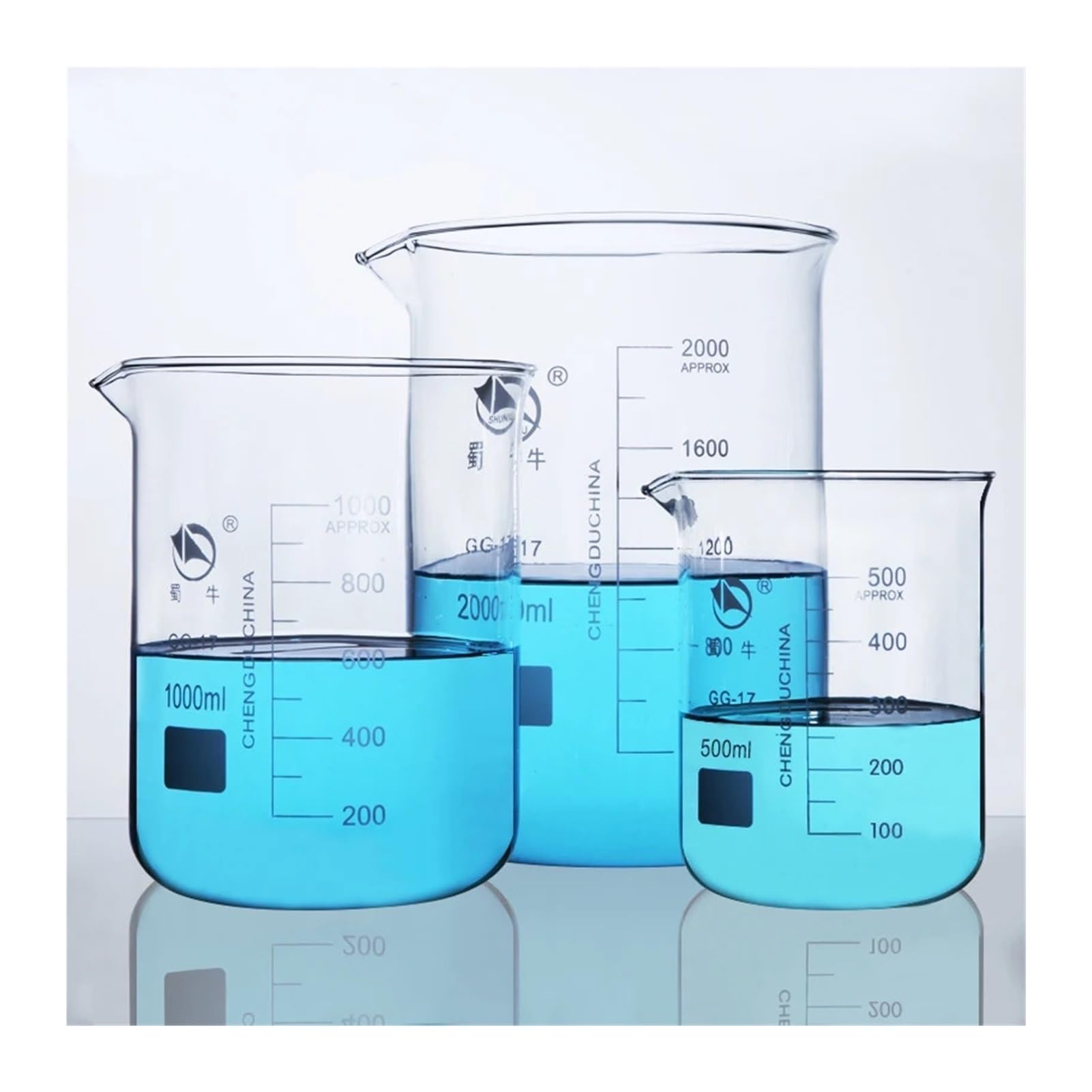 Becher in Vetro borosilicato da 5 ml a 3000 ml Becher Resistente alle Alte Temperature Attrezzatura da Laboratorio Vetreria Materiale Scolastico(500mL 8 Pieces)