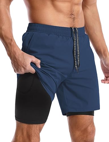 Aolesy Pantalones cortos de correr para hombre de 57 pulgadas, de secado rápido, pantalones cortos de gimnasio con bolsillos, entrenamiento de tenis