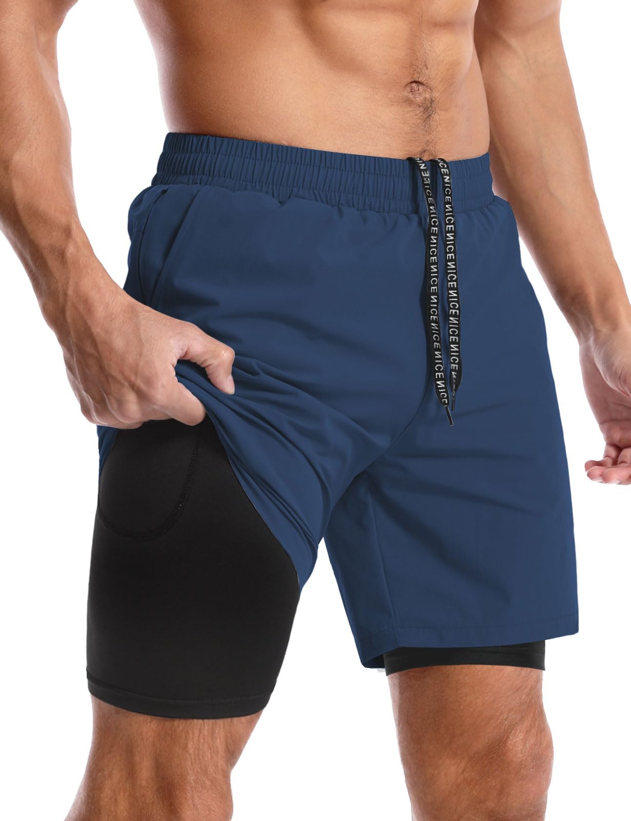Aolesy Męskie spodenki do biegania 15 cm / 18 cm szybkoschnące spodenki treningowe na siłownię z kieszeniami, trening tenisowy lekkoatletyczny (bez wkładki i wkładki)