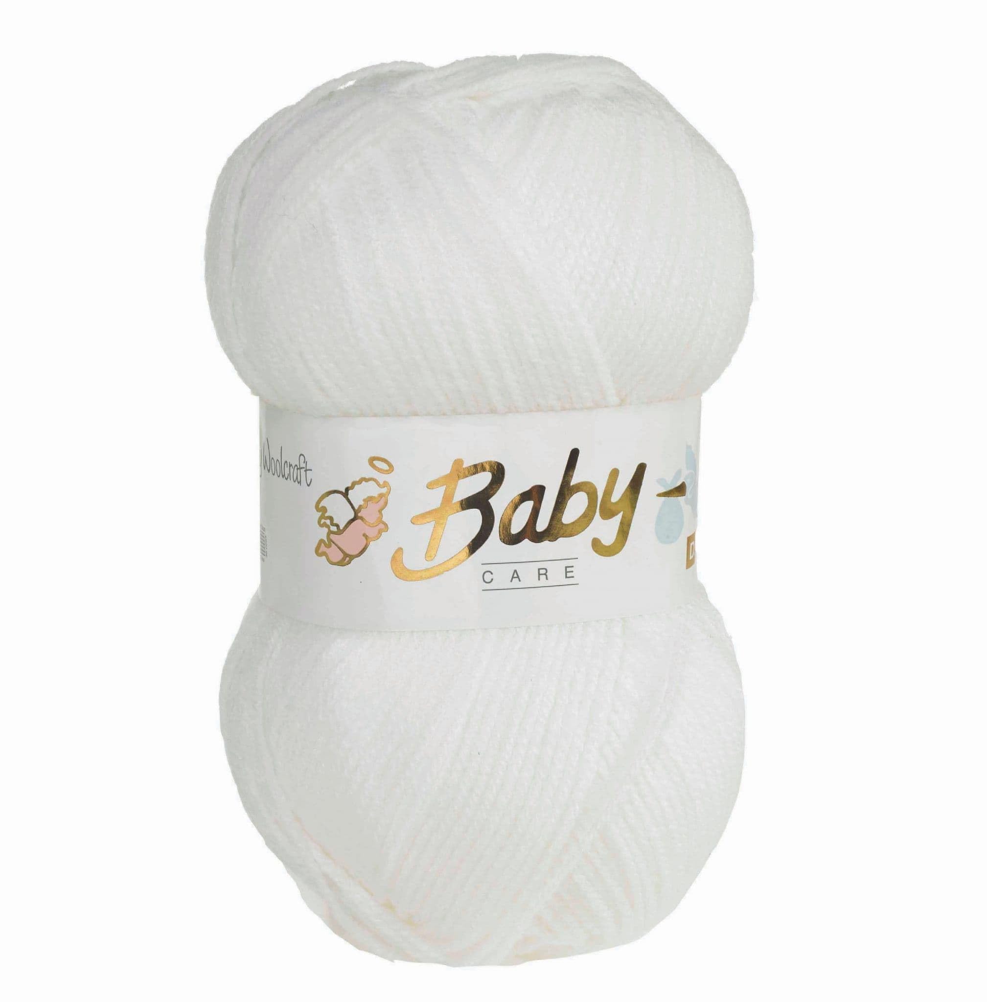 WoolCraft Baby Care DK Knitting & Crochet Yarn, Popular Range of Beautifully Soft Baby Yarn Available in a Selection of Shades, 100% Acrylic, 300 Metres, 100g Balls, Pack of 3, White