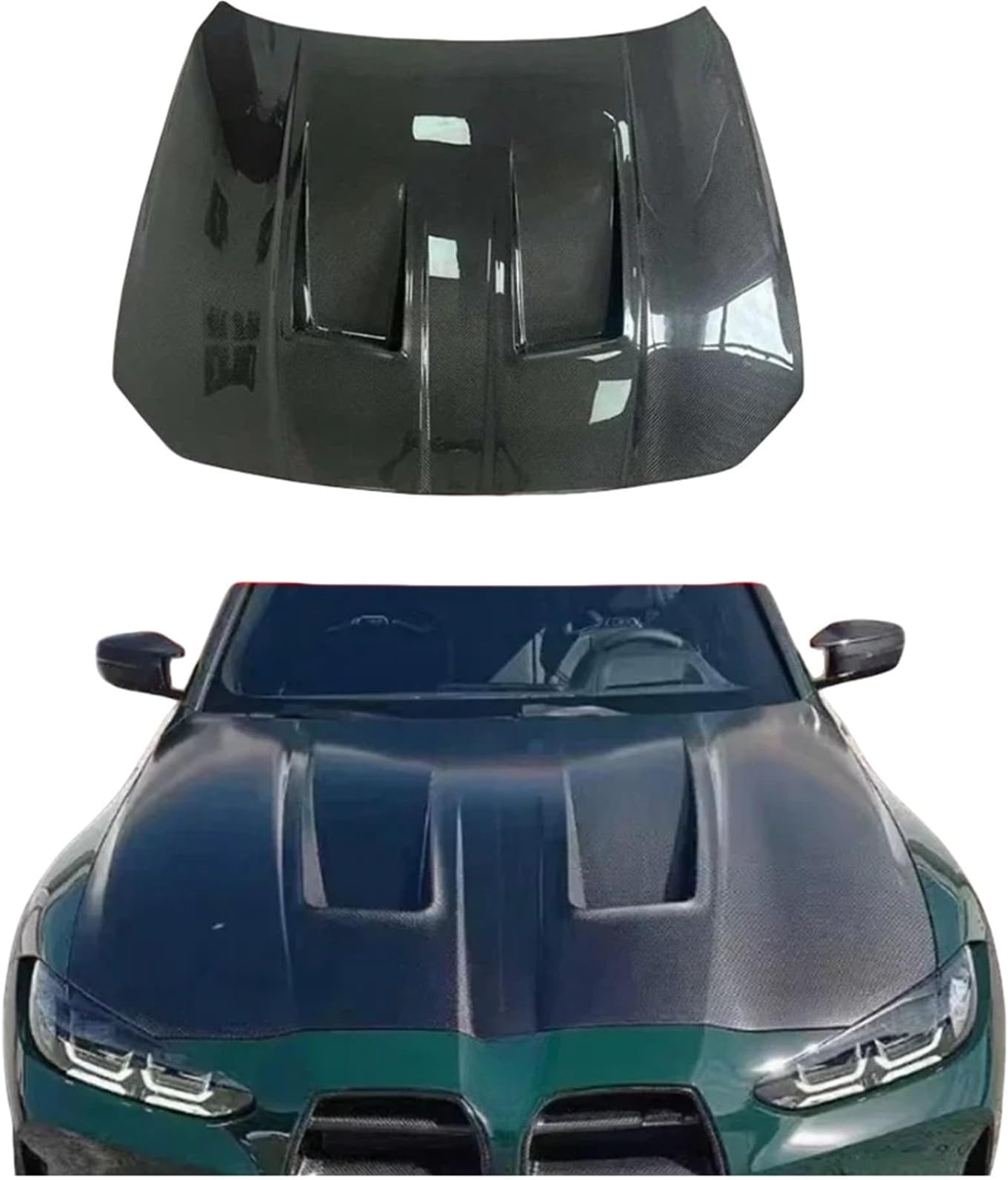 Carbon Fibre Hood Engine Cover Hood Car Headliner Hood Cover Upgrade Body Kit Compatible for BMW M3 G80 M4 G82 G83 2021+ Trim