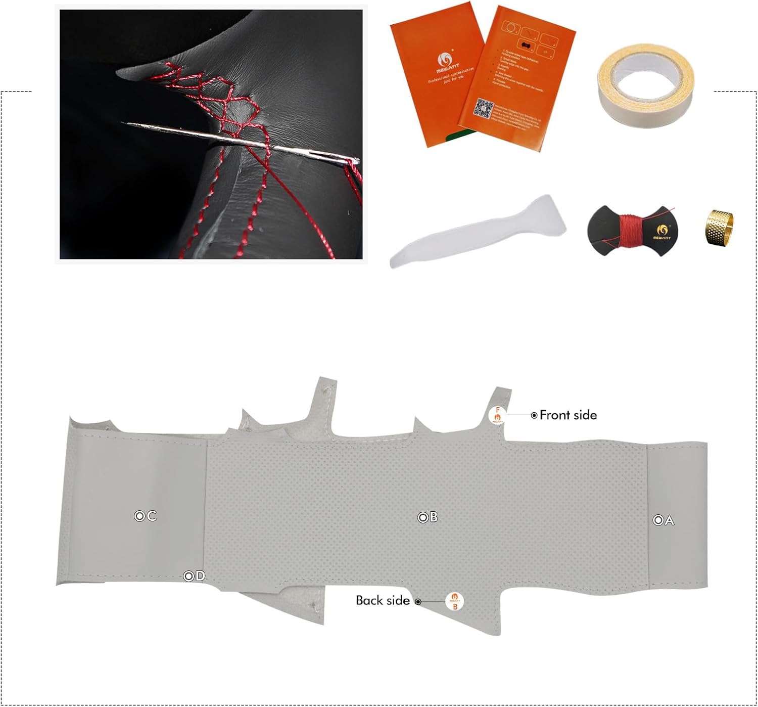 MEWANT Hand Sewn Steering Wheel Cover Wrap for Toyota Sienna 2010-2014 Steering Wheel Accessories for Toyota Sienna