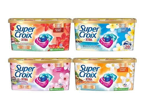Super Croix par XTRA - Pack découverte Moment Evasion - Bora Bora - Îles Grenadines - Japon - Maroc- Experience Sensorielle - Parfum Intense - Longue Durée - Efficace dès 20°C - 28 Lavages