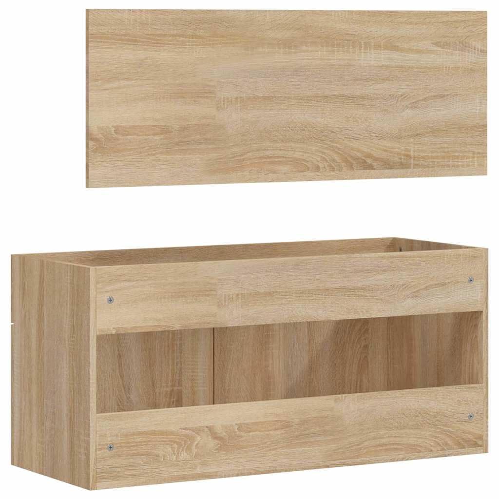 SYDE Armario de Baño con Espejo Madera de Ingeniería Roble Sonoma | Montaje en Pared, Amplio Almacenaje, Diseño Minimalista, Resistente a la Humedad