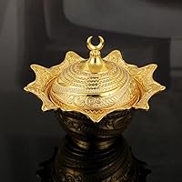 Vista 8 de Bandeja decorativa para decoración del hogar, cuenco dorado pequeño, cuenco de metal para dulces, chocolate turco y azúcar, tarro con tapa