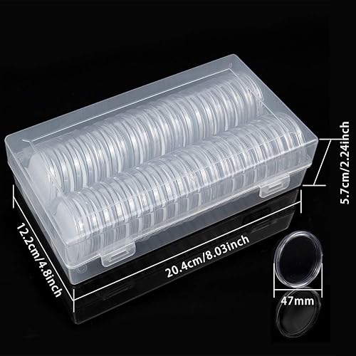 Miniatura 2 de BENECREAT 40 piezas de 1.81 pulgadas y 6 tamaños de protección para monedas (16202527301.535 in) con caja organizadora de almacenamiento grande para