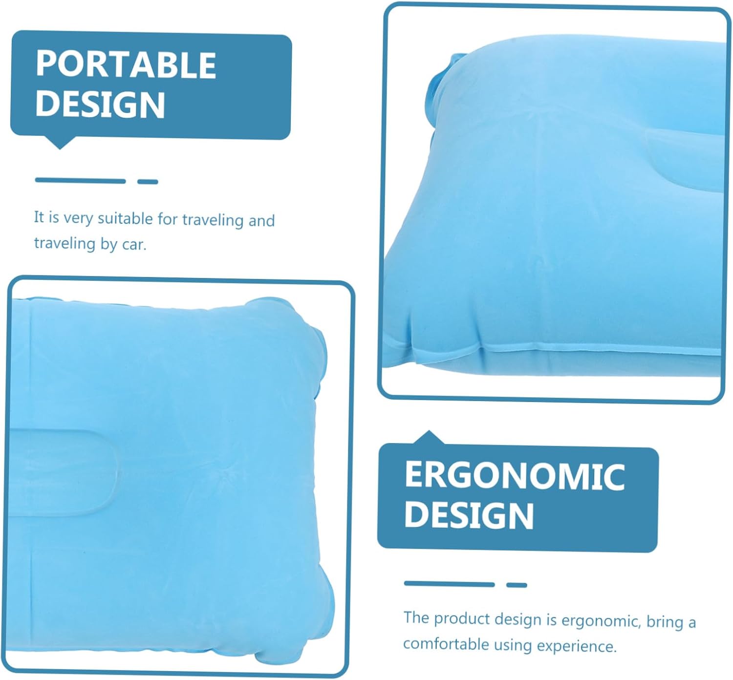 MERRYHAPY Ergonomic Inflatable Pillow for Office Camping Car Travel Thick Pillow for Neck Support