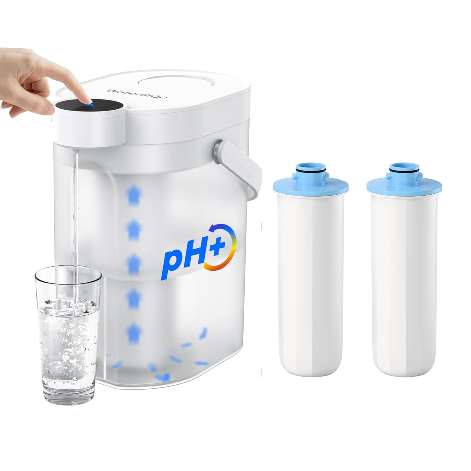 Waterdrop Alkaline Rechargeable Water Filter Dispenser with 2 Filters, 6-Stage 15-Cup Instant Electric Powerful Pitcher