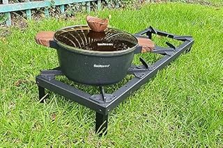 Triple Burner Picnic Camping Cooker Butane Gas Country Stove Cast Iron LPG Triple Burner BBQ Portable Grill, Boiling Ring Outdoor Camping Propane Catering