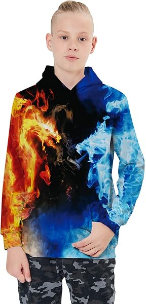 ALISISTER Hoodie Jungen 3D Lustig Gedruckt Kapuzenpullover Kinder Mädchen Langarm Pullover Sweatshirt Alter 4-16 - 2