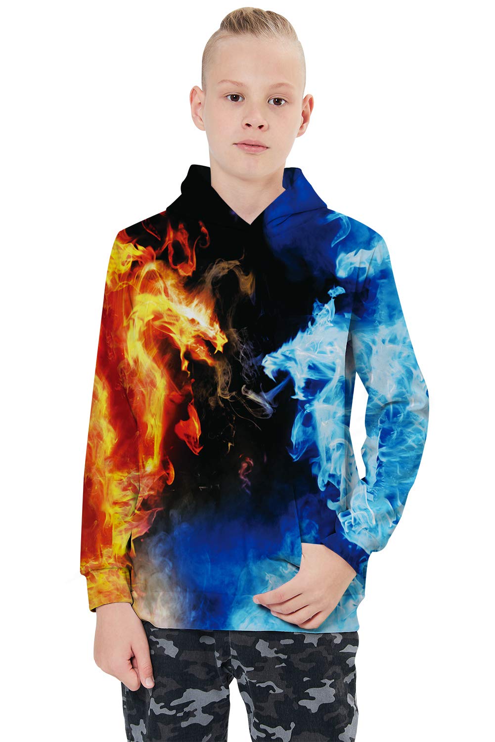 ALISISTER Hoodie Jungen 3D Lustig Gedruckt Kapuzenpullover Kinder Mädchen Langarm Pullover Sweatshirt Alter 4-16 - 2