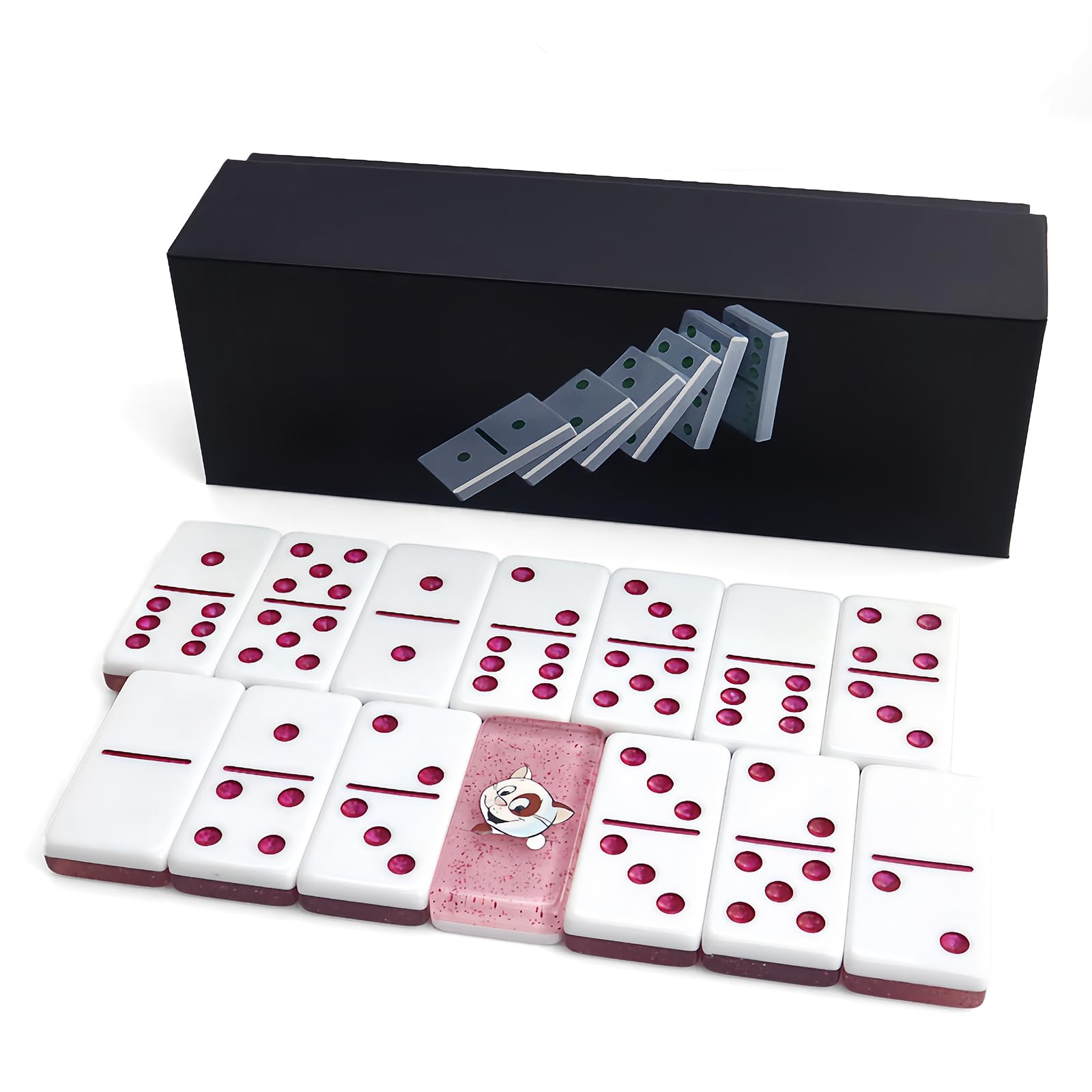 Amazon.com: IDTQ Cute Cat Dominoes Set for Adults - Pink Double 6