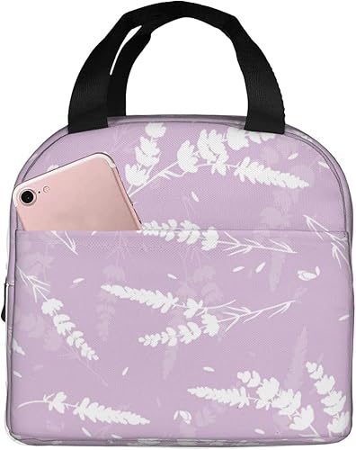 Vista 3 de VOOHDDY Bolsa de almuerzo con aislamiento elegante de lavanda púrpura claro para mujeres, contenedor reutilizable, impermeable, portátil, enfriador